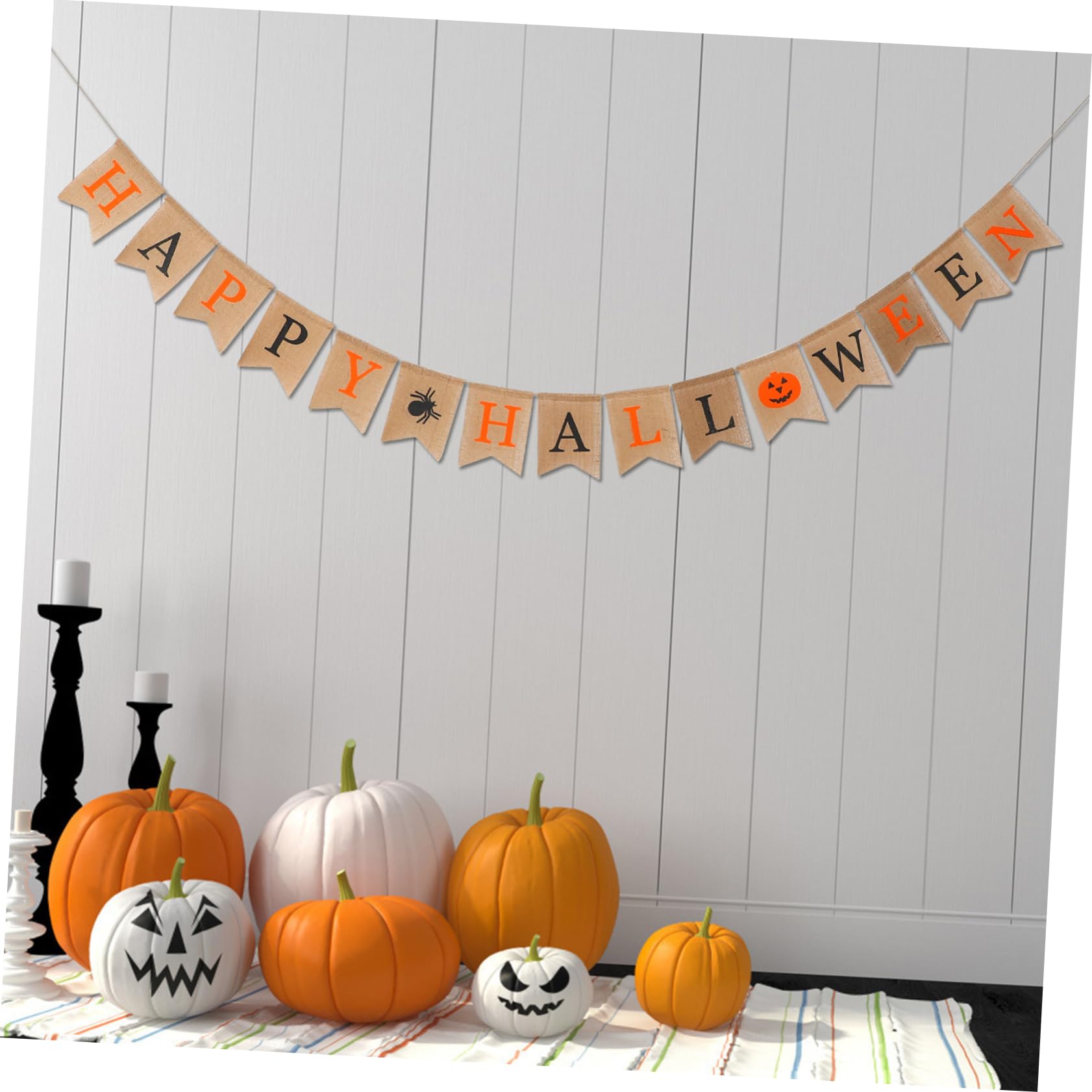 ABOOFAN 3stücke Halloween Jute Banner Mit Kürbis- Gruselige Partydeko Für Halloween-feiern Und Türdekoration Für Unvergessliches Fest