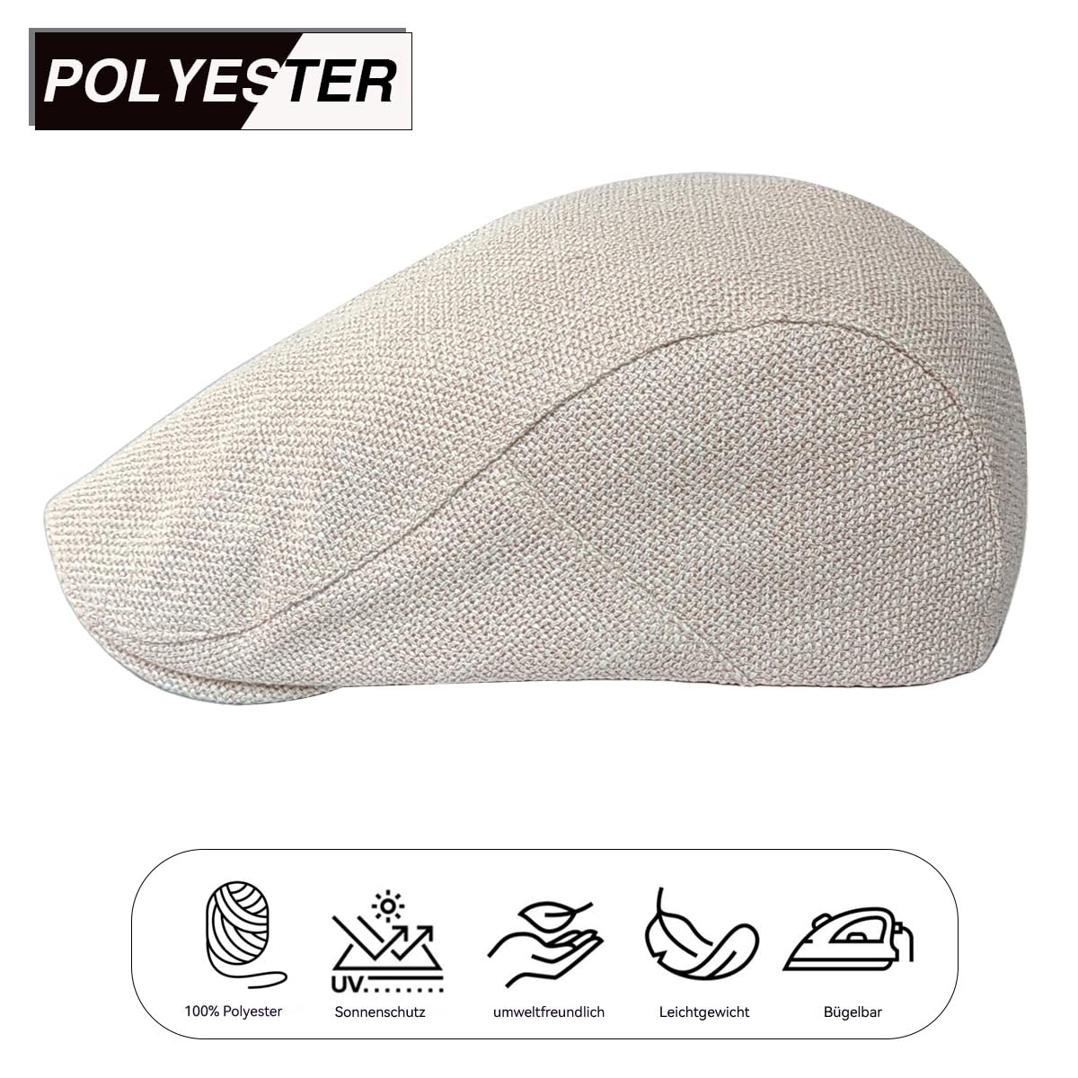 Casquette plate pour homme en lin avec doublure - Casquette plate pour homme - Casquette de lierre Gatsby - Pour le printemps et l'automne