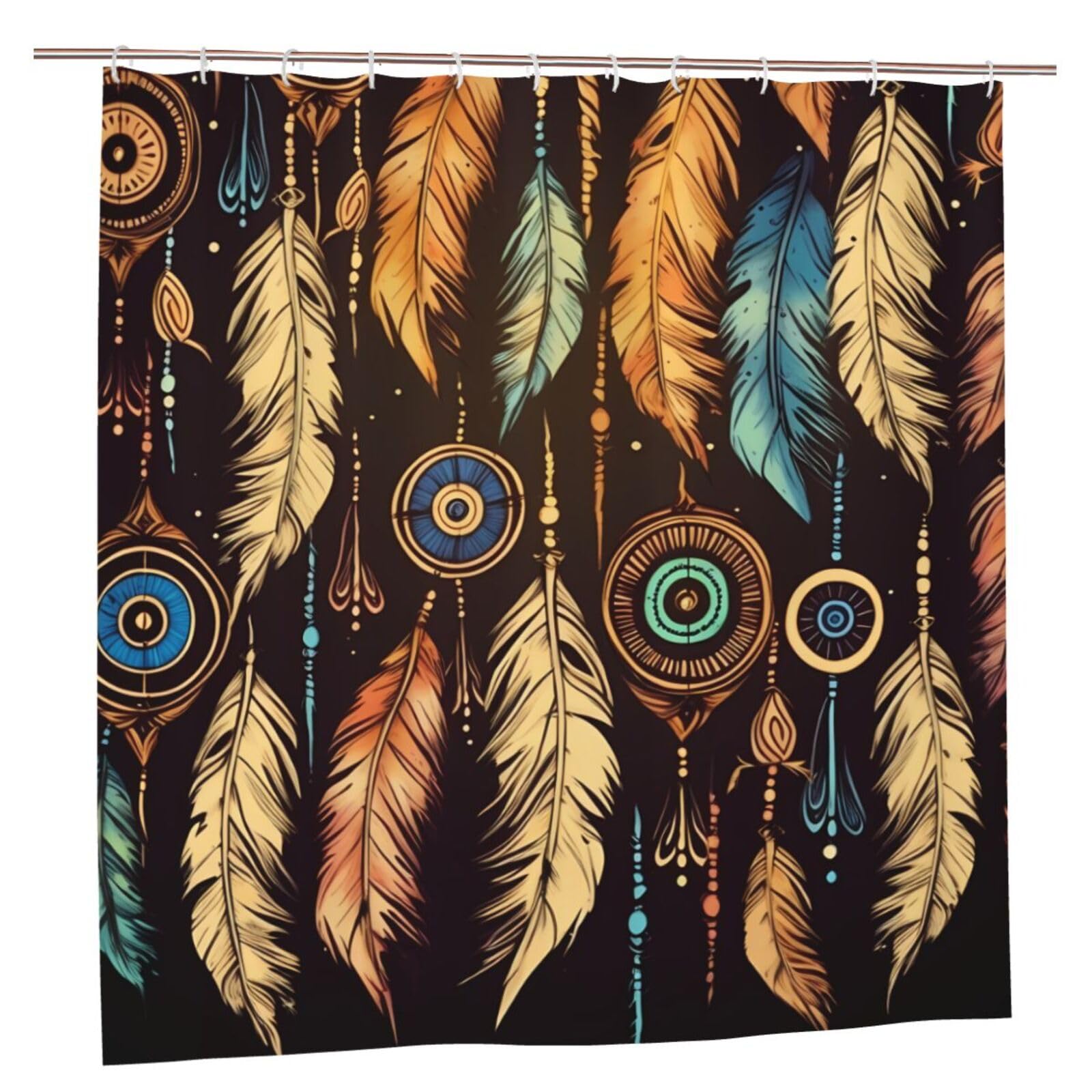 Rideau de douche vintage ethnique tribal imperméable 183x183cm