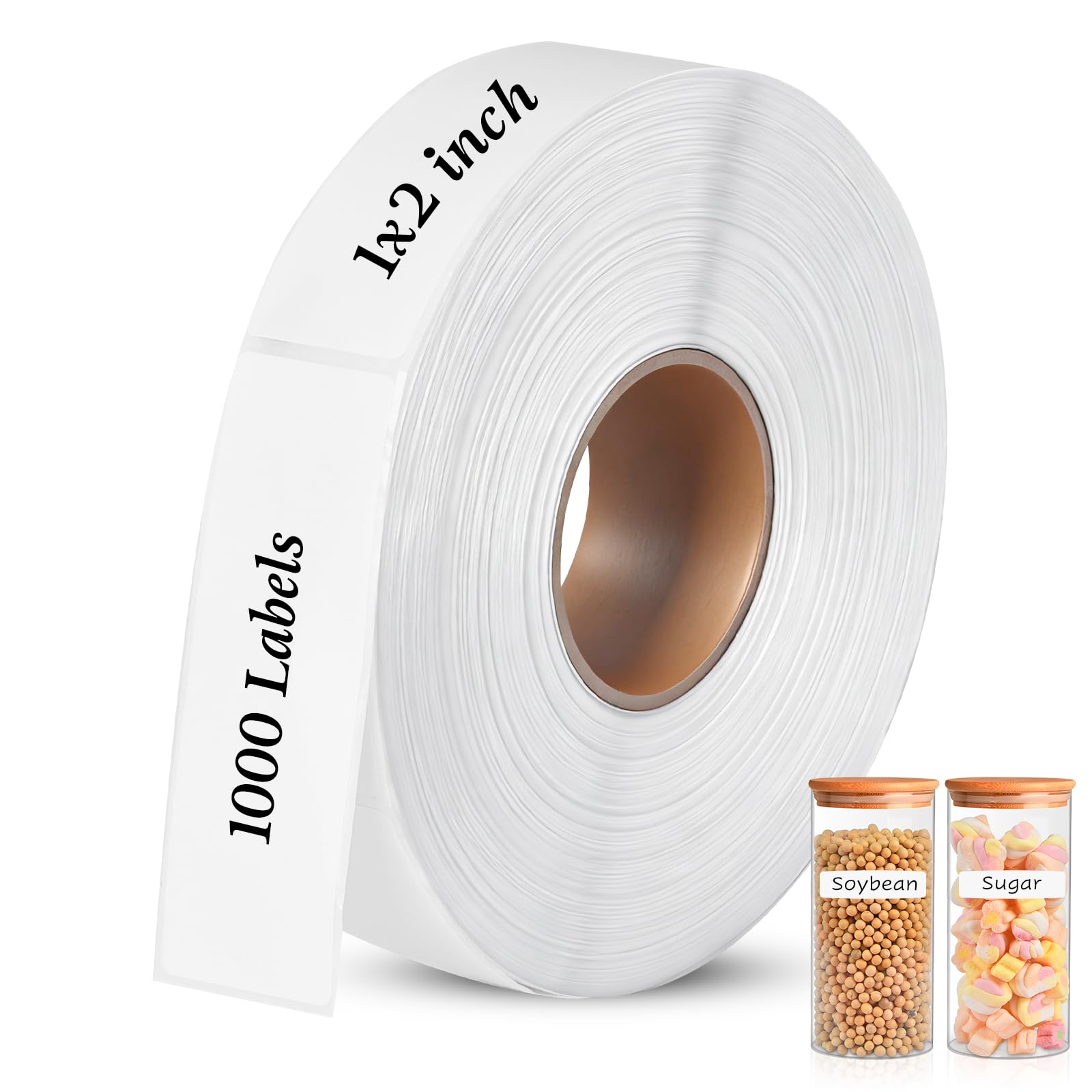 1000 Stück Wasserdicht und Ölbeständig Etiketten Selbstklebend,25 x 50 mm Blanko Aufkleber Klebeetiketten zum Beschriften Gefrieretiketten mit Perforationslinie für Vorratsdosen、Flaschen 、Gewürzgläser