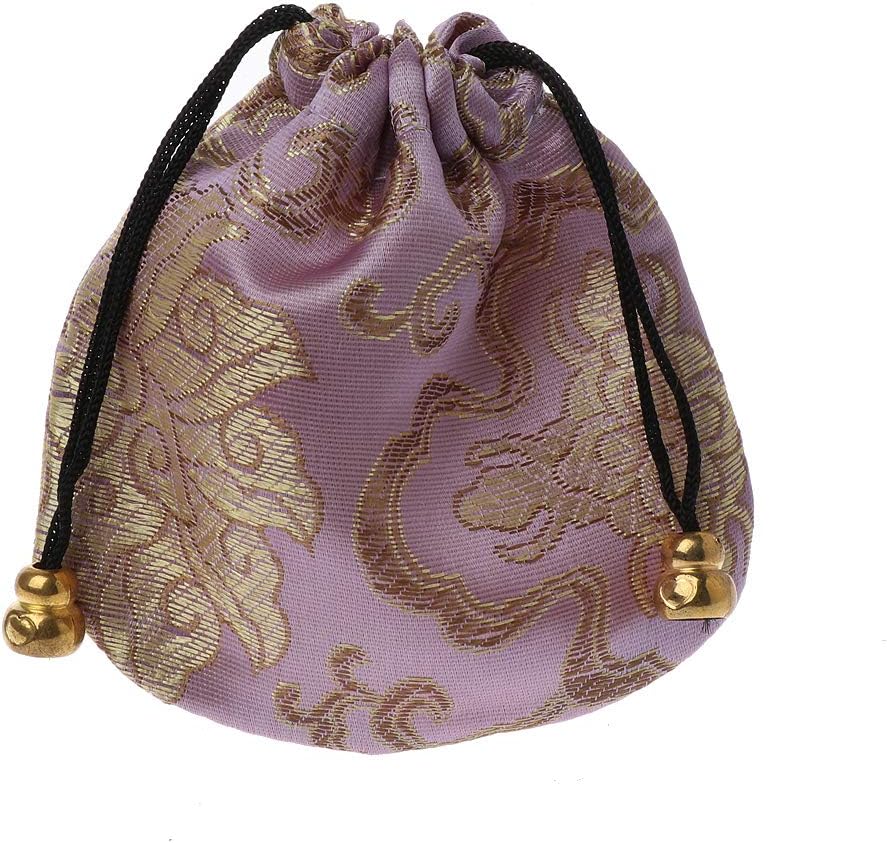 Silk Brocade Jewelry Drawstring Bags Coin Purse Embroidered Candy