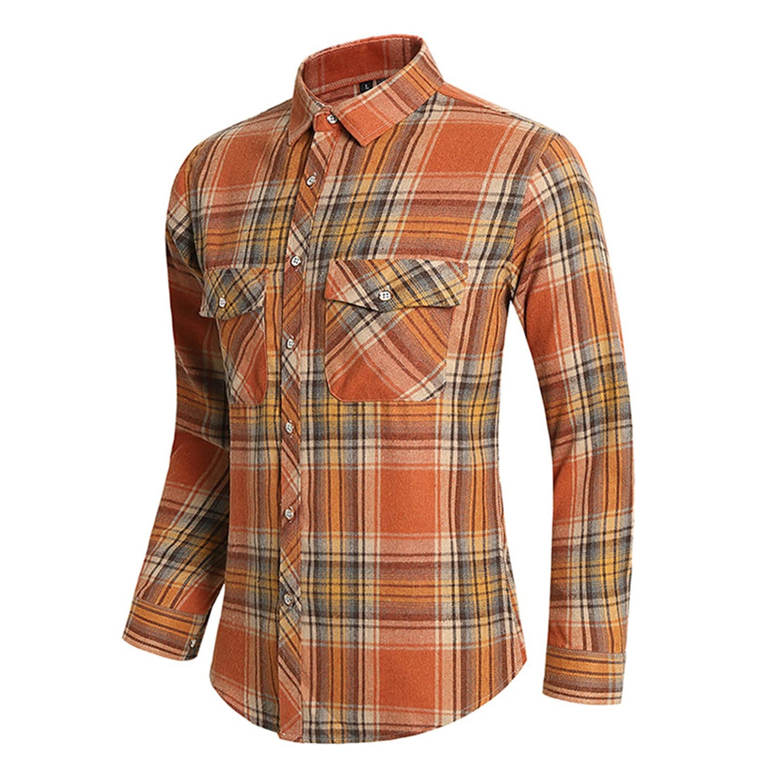 Men's Double Pocket Shirt Plaid Printing Handsome Long Sleeve Blouses Designer Spring Summer Pullover Top