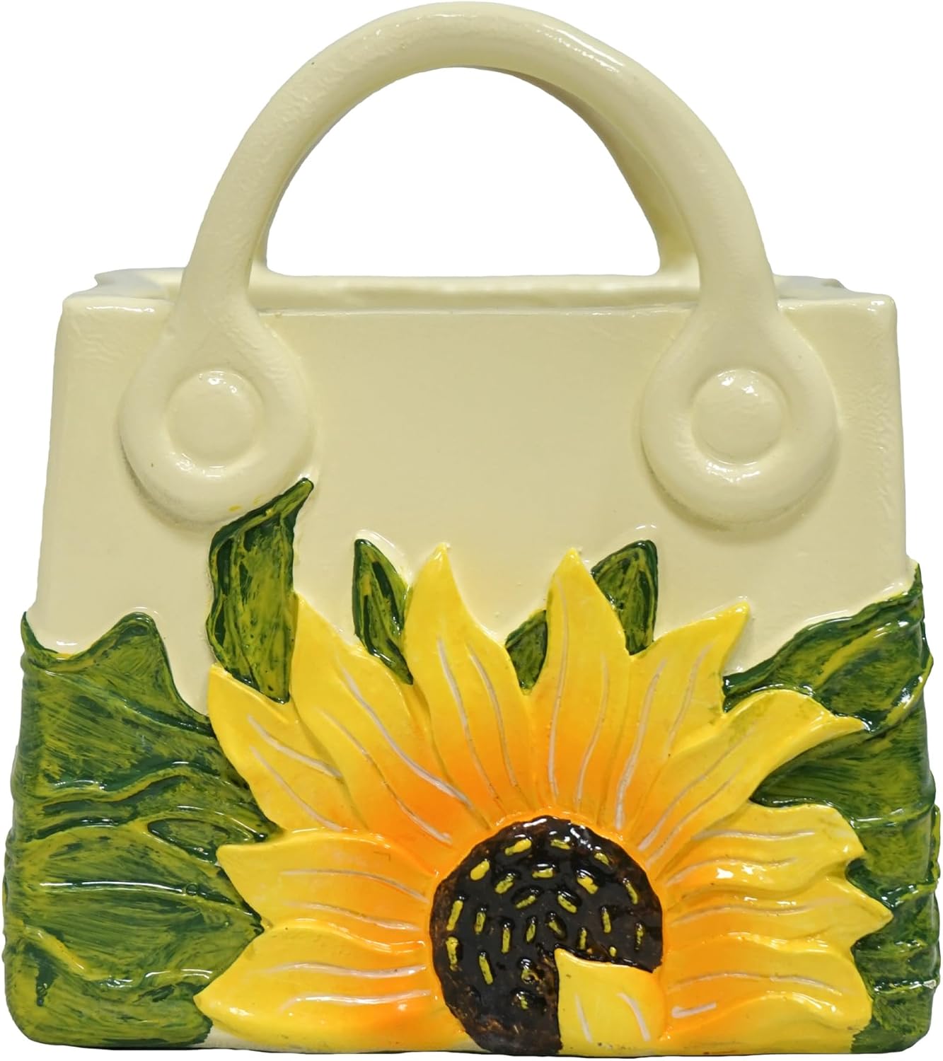 Small Purse Vase for Flowers - Sunflower Cute Mini Handbag Flower Vase for Organic Modern Table Centerpiece Decor, Unique Beige Resin White Vases for Party/Kitchen/Neutral/Bedroom - Image 9