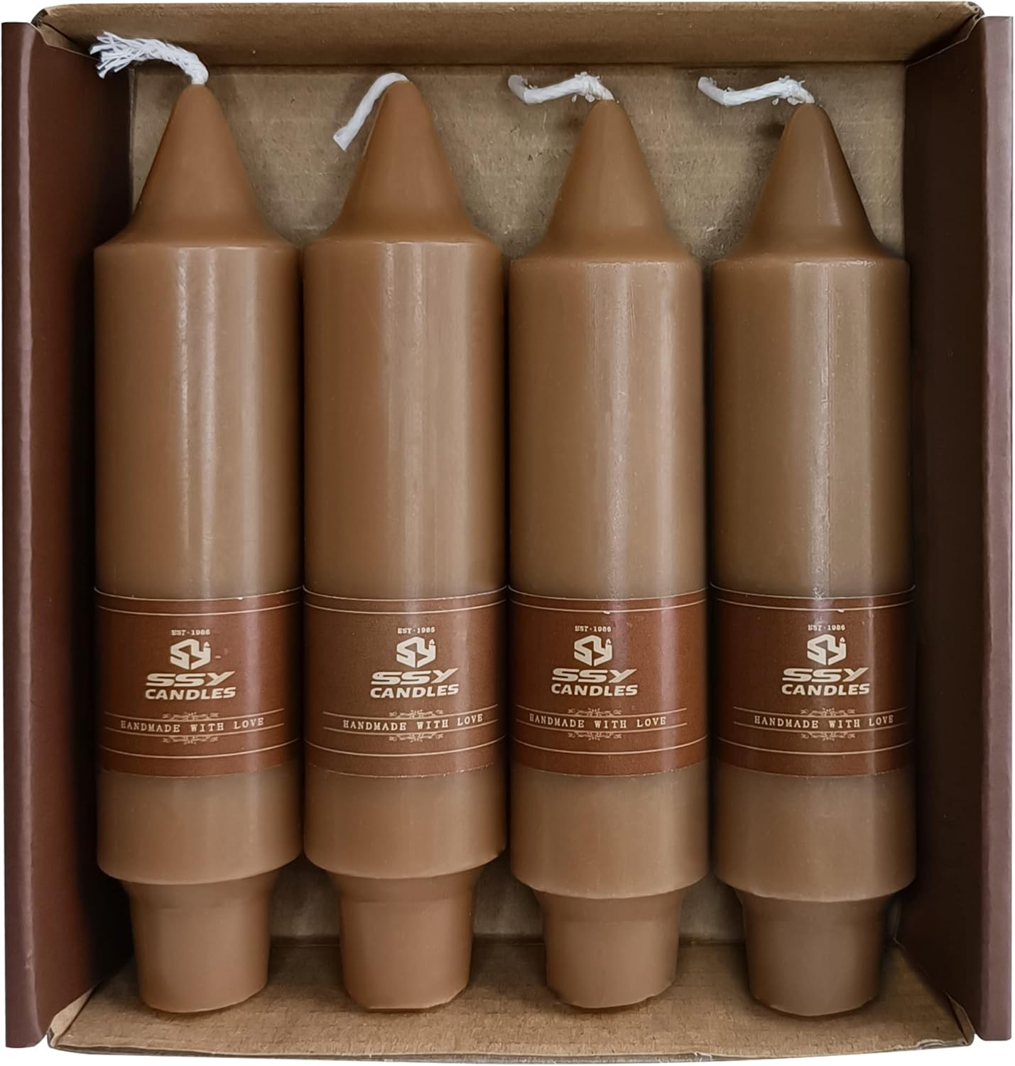 4 PCS Short Taper Candles Brown Candle Tapers Candle Sticks 5 inch for Dinner