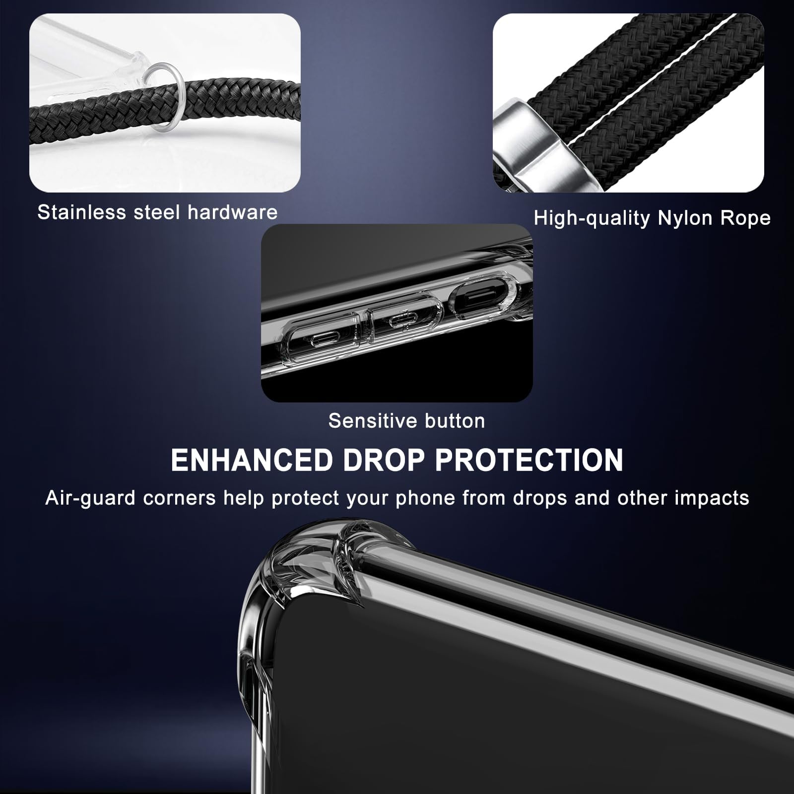 Cover per Xiaomi Redmi 14C Con Cordino, Trasparente Custodia Con