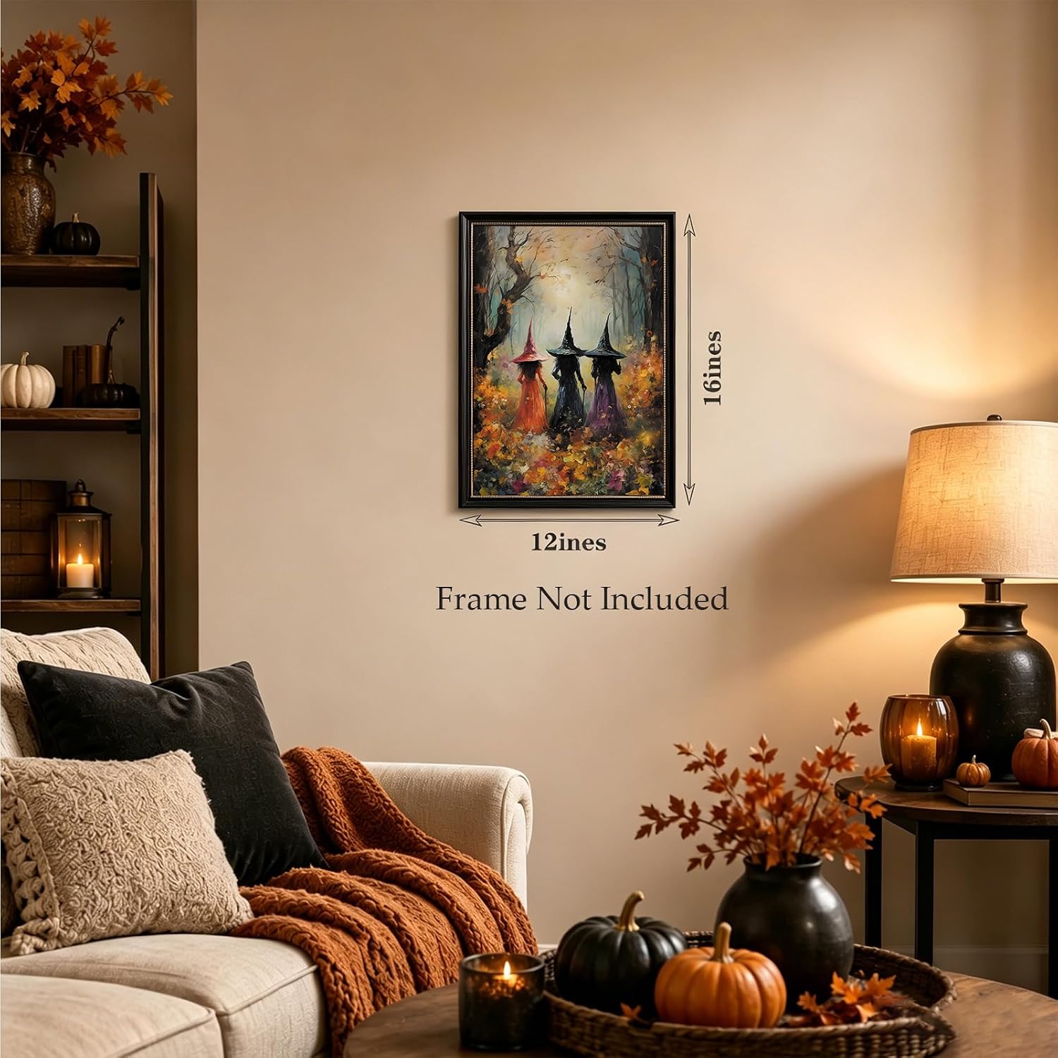 ILLBDR Halloween Vintage Witchy Wall Art Prints Creepy Gothic Dark Moody Pictures Decor Dark Academia Witches Victorian Painting Canvas Posters for Bedroom Bathroom 12x16in Unframed
