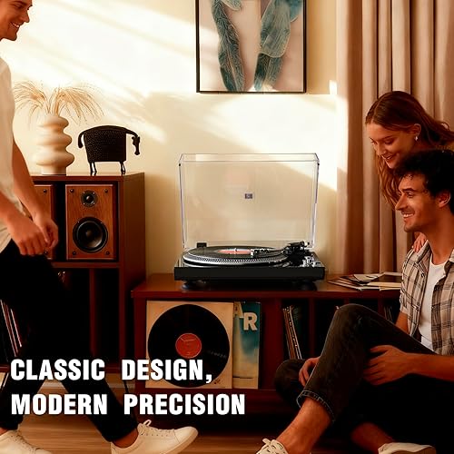 Miniatura 5 de Tocadiscos de transmisión por correa de alta fidelidad con cartucho premium, control de pitch ±10%, brazo de tono de retorno automático, reproductor