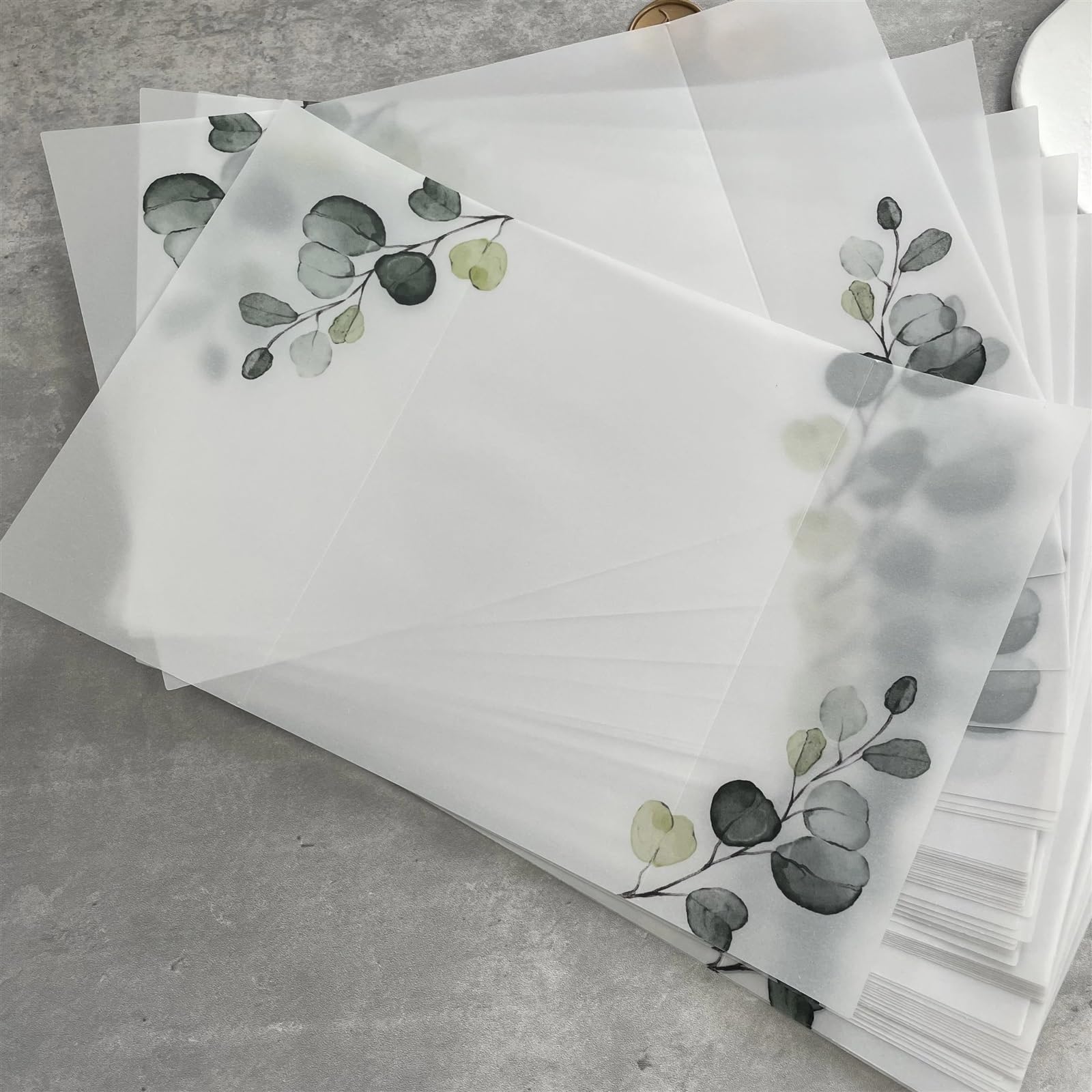 CSSHNL Carta Pergamena Involucro di Pergamena di eucalipto Adatto for Un invito a Nozze 5 x 7 per Biglietti di Auguri, Decorazioni(50pcs)