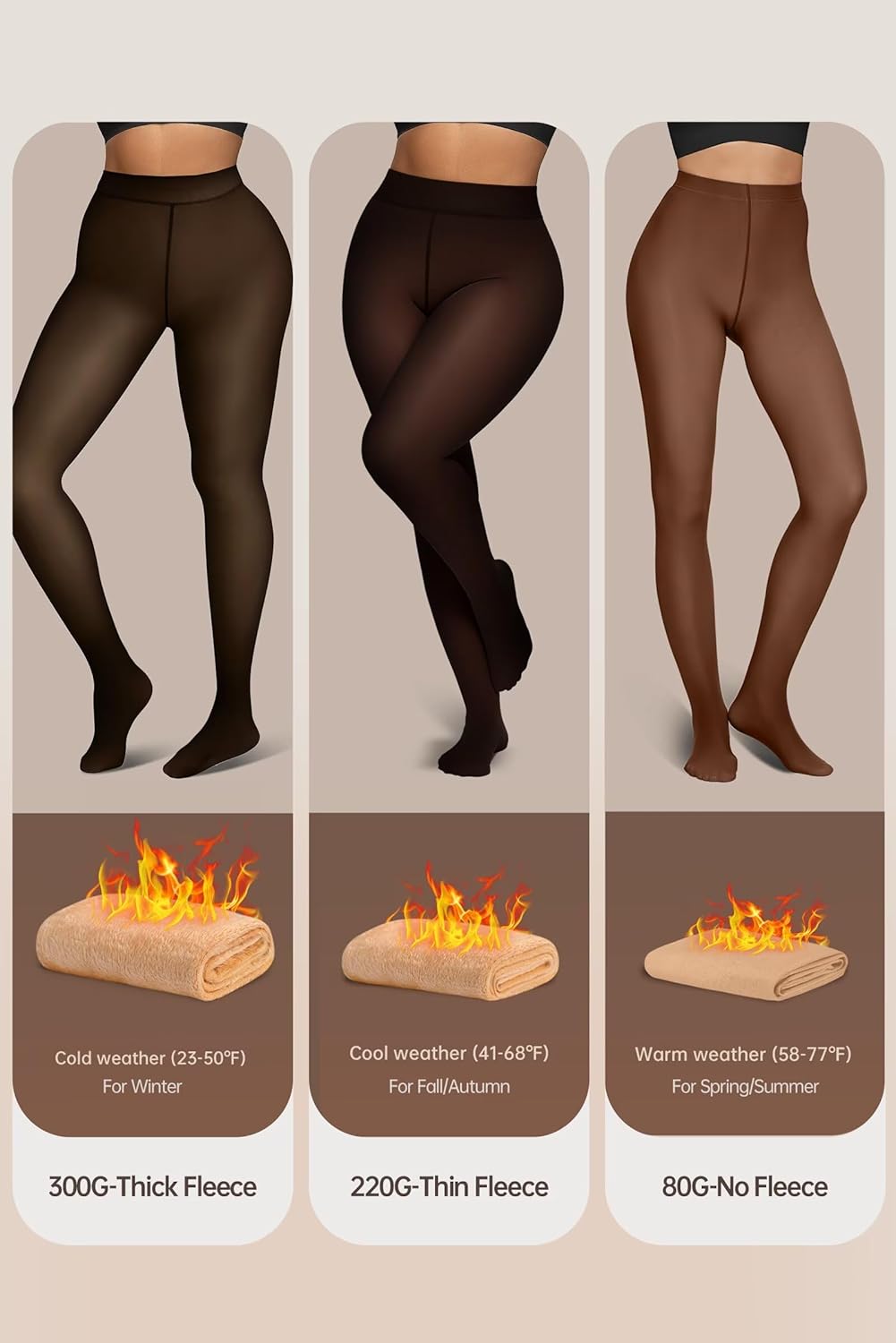 Vertvie 2 Pairs Fleece Lined Tights for Women Thermal Pantyhose Fake Translucent Winter Warm Tights Thick Leggings - Image 4