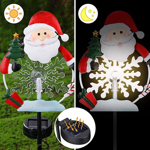 Miniatura 4 de Paquete de 4 letreros de Navidad para exteriores, 41 pulgadas, luces LED solares de muñeco de nieve de metal para jardín, patio, césped, decoración