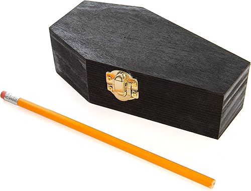 Miniatura 5 de Creative Hobbies Ataúdes de madera pintados de negro de 6 pulgadas, mini ataúd rellenable para fiestas de Halloween, decoración gótica, entierros de