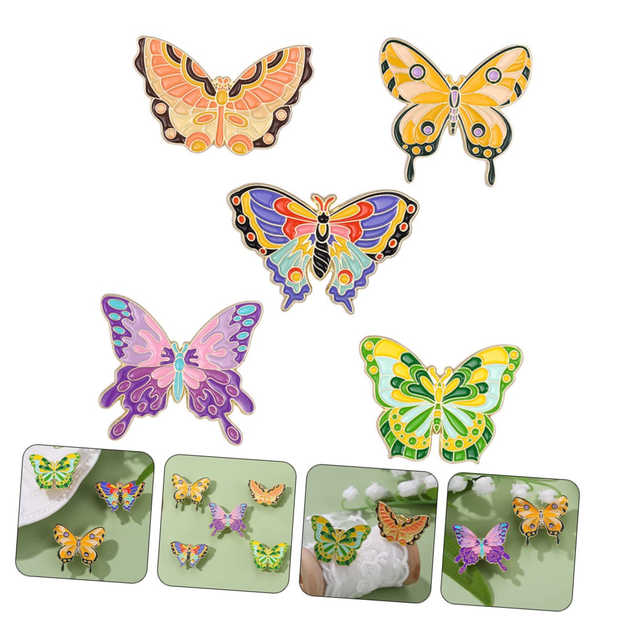20 Teiliges Schmetterling Emaille Broschen Set Bunte Tier Anstecknadeln Langlebige Legierungs Broschen Kleidungspins für Jacken Taschen Hüte Einfache Befestigung