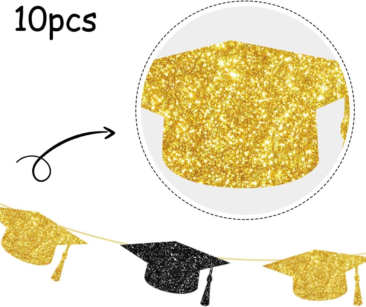Buy Gold Glitter I’m Done Banner and Grads Hats Garland Black Gold