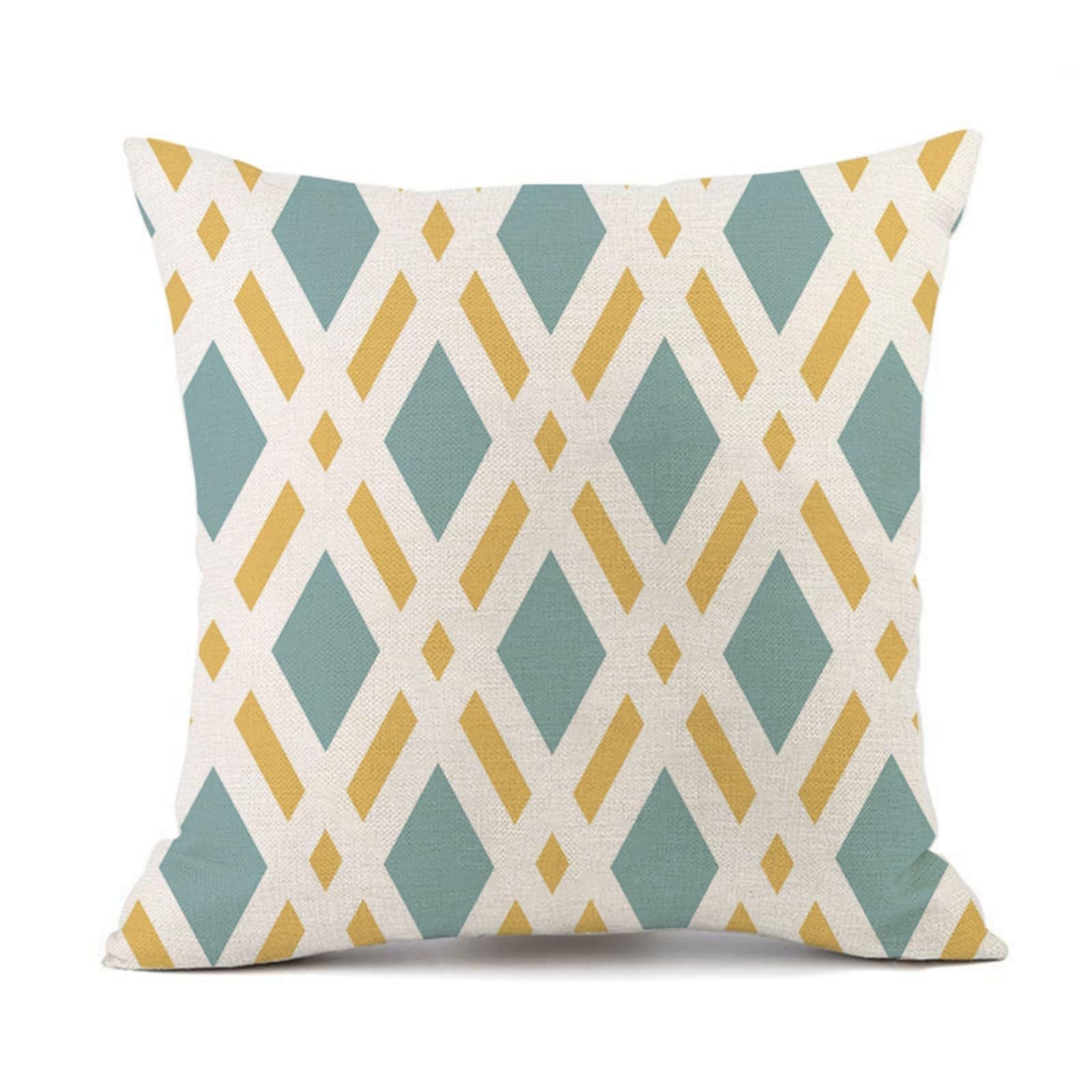 Cushion Covers 60cm x 60cm Blue Geometry Large cushions with covers included - Linen Square Decorative Throw Pillowcases with Invisible Zipper, for Livingroom Sofa Bedroom
