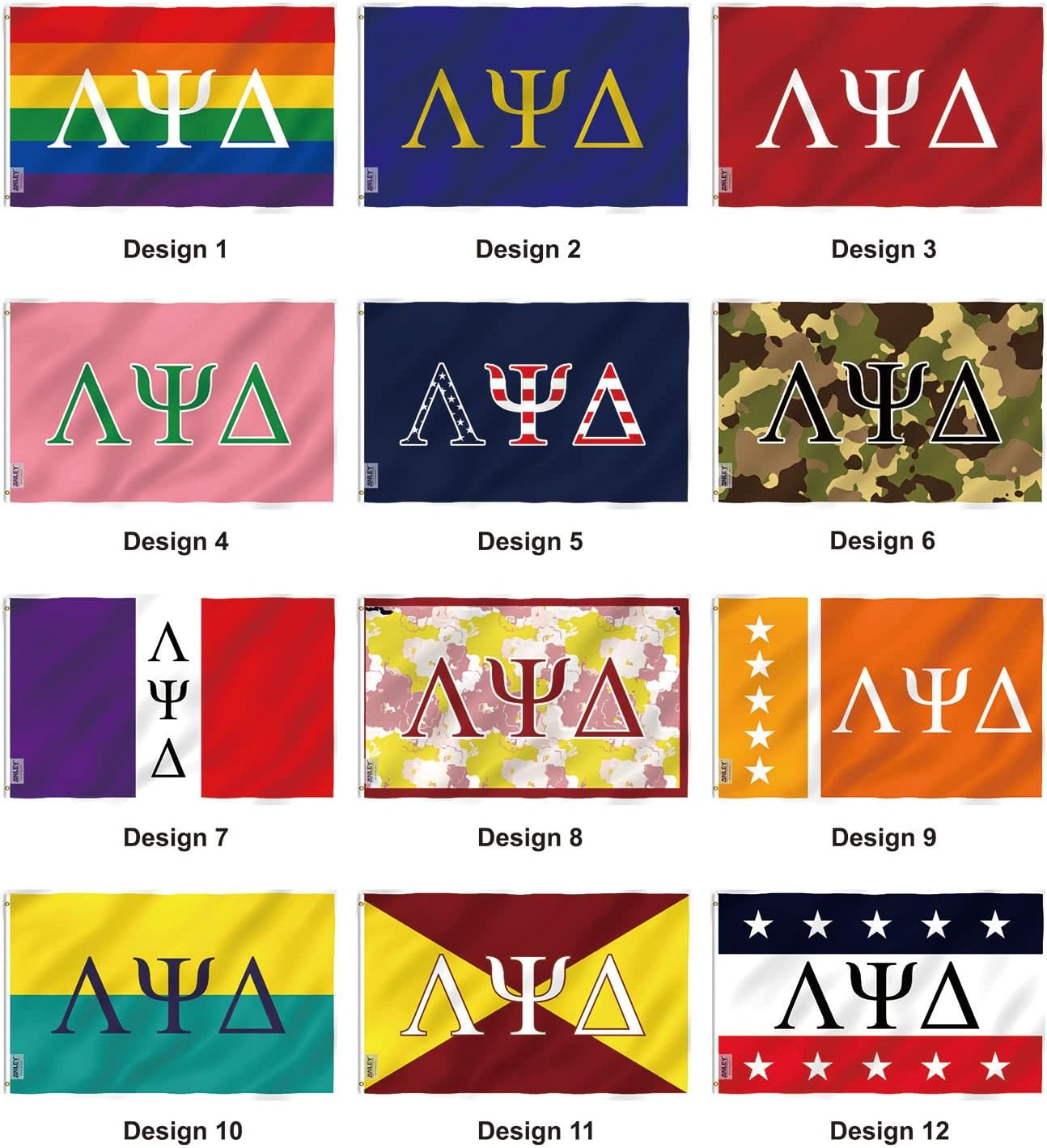 ANLEY Double Sided Fraternities and Sororities Custom Flag 3 x 5 Foot, Greek Letters Customized Flags - Vivid Color, Canvas Header and Double Stitched - 100D Polyester with Brass Grommets 3 X 5 Ft