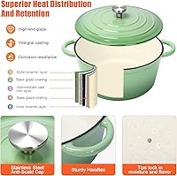 Vista 4 de Juego de utensilios de cocina de hierro fundido esmaltado antiadherente, 7 piezas de ollas y sartenes con tapa, sartén, cacerola, olla holandesa