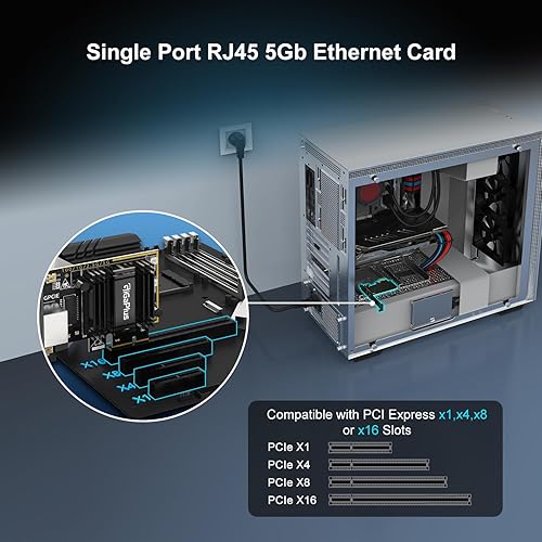 Miniatura 9 de Tarjeta de red PCIe de 2.5 GB, adaptador de interfaz Ethernet GiGaPlus de 2500 Mbps, con Realtek RTL8125B, Wake on LAN, 2.5G compatible con NIC
