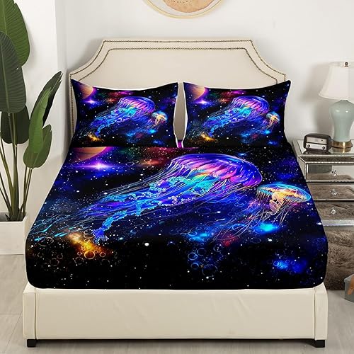 Miniatura 273 de Castle Fairy Juego de sábanas con temática de Halloween, tamaño Queen, juego de ropa de cama con estampado de animales de murciélagos negros