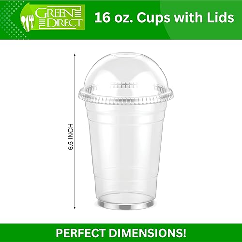 Vista 23 de Green Direct Vasos de plástico desechables transparentes de 8 onzas con tapas para café helado, té de burbujas Boba, bebidas frías y batidos