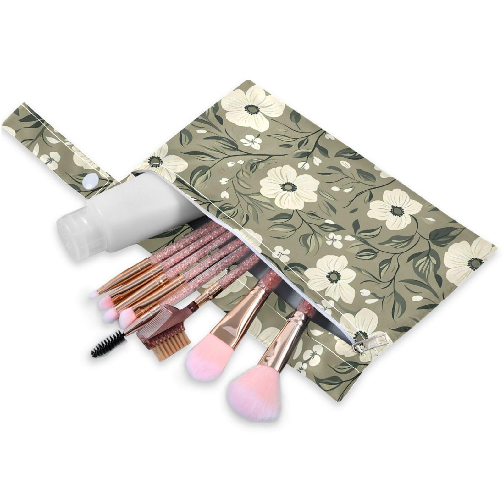 Coikll Wet Dry Bags for Cloth Diaper 2 Pack Waterproof Yoga Gym Bag for Swimsuit Wet Clothes Baby Items-?White Flowers?