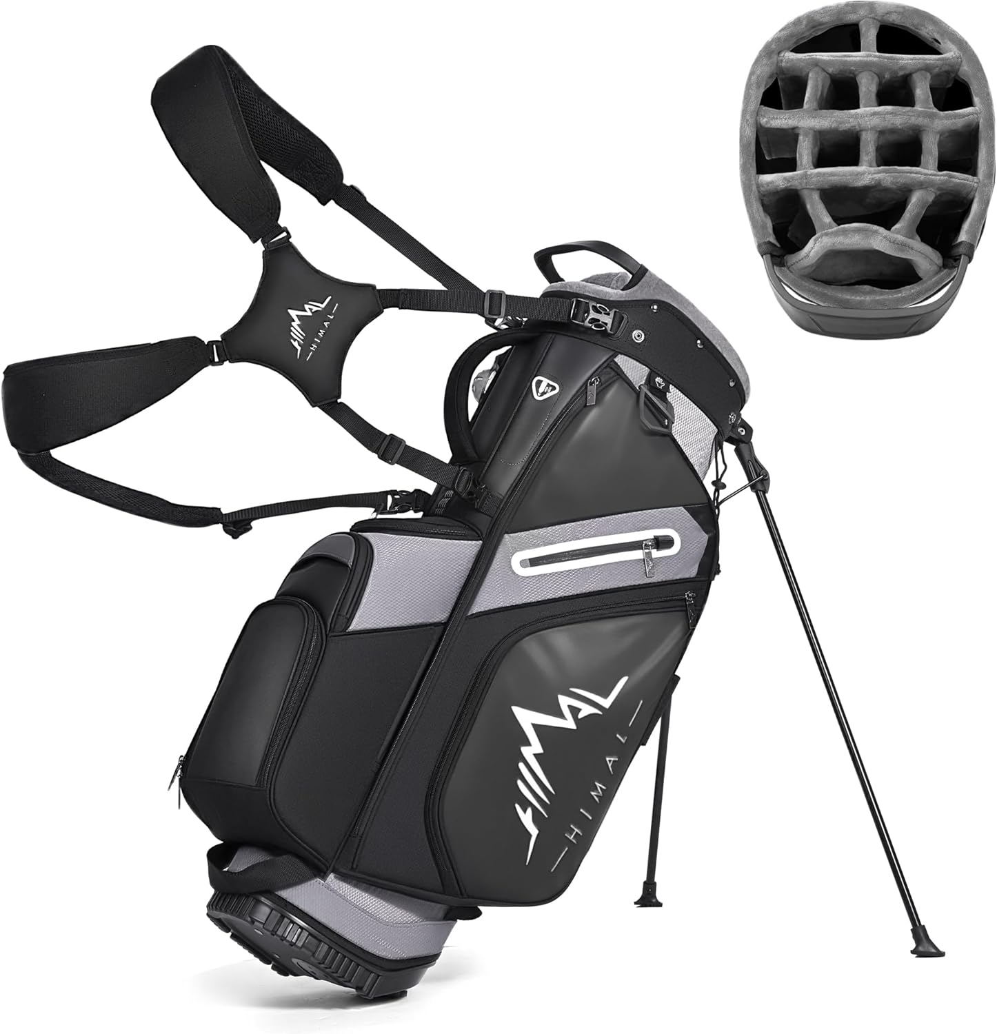 Golf Bags for Men 14 Way Full Dividers - Hybrid Stand Bag with 10 Pockets, Insulated Cooler & Interchangeable Straps - Plush Top Organizer with Magnetic Pockets for Cart & Walking