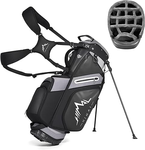 Bolsa de golf de 14 vías, bolsa de golf de piel sintética para hombres y mujeres con parte superior de felpa, 10 bolsillos (incluyendo bolsillo