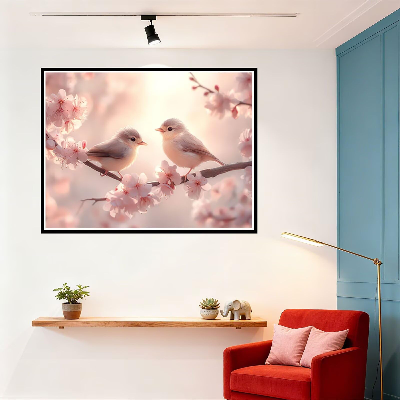 Fiori Dipingere con i Numeri Adulti Uccello Dipingere con i Numeri Regalo Bambina 7 Anni, Hobby Creativi Adulti Painting by Numbers Kit Pittura Bambini, per Decora Casa 60x80cm Senza Cornice H - 939