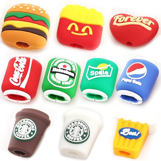 Axanbox 3D Cartoon Animal Cute Cable Protector Charger Cord Protector Charger Protector Cable Bites Charger Cord Saver for iPhone Charger ipad (Cola-10PCS)