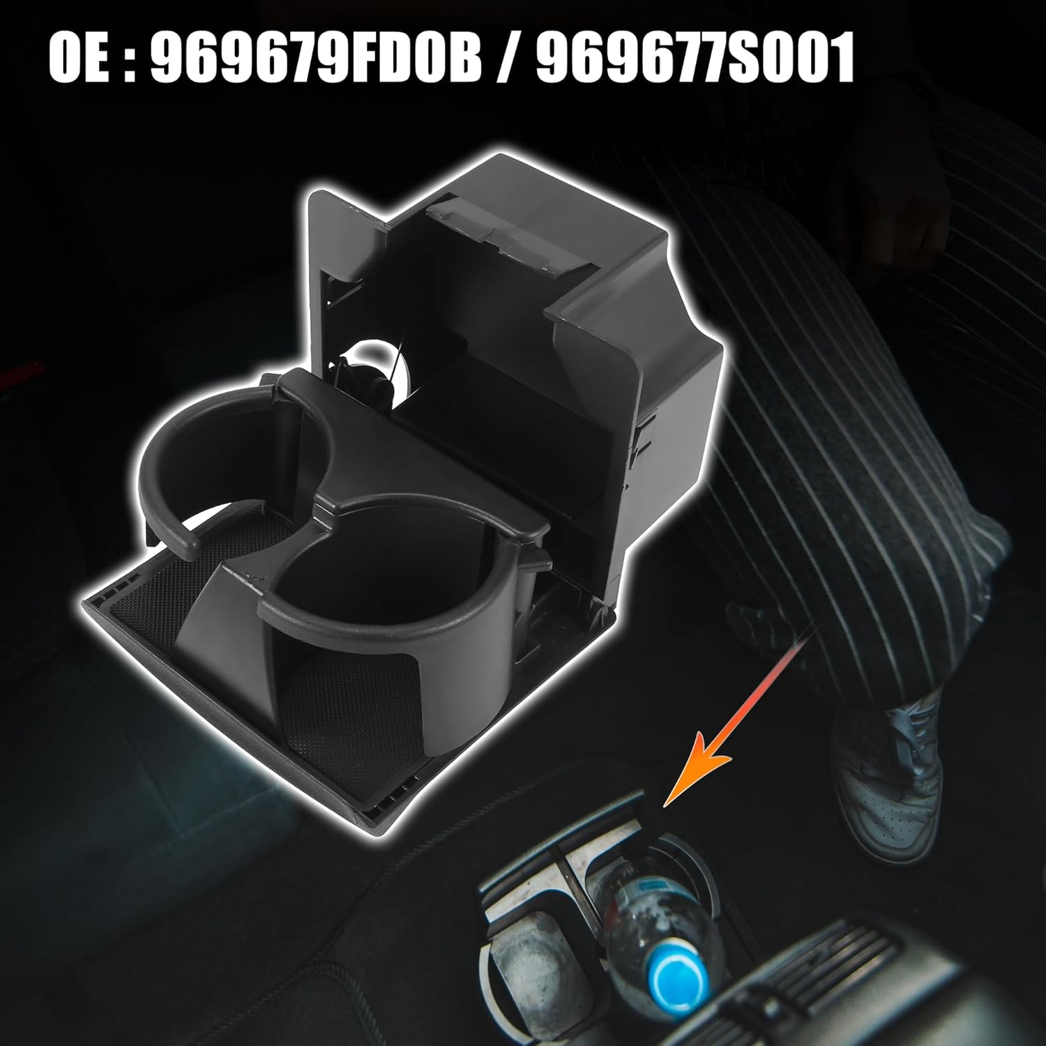 X AUTOHAUX Rear Car Center Console Cup Holder for Nissan Titan 2008-2015 969679FD0B 969677S001 Black