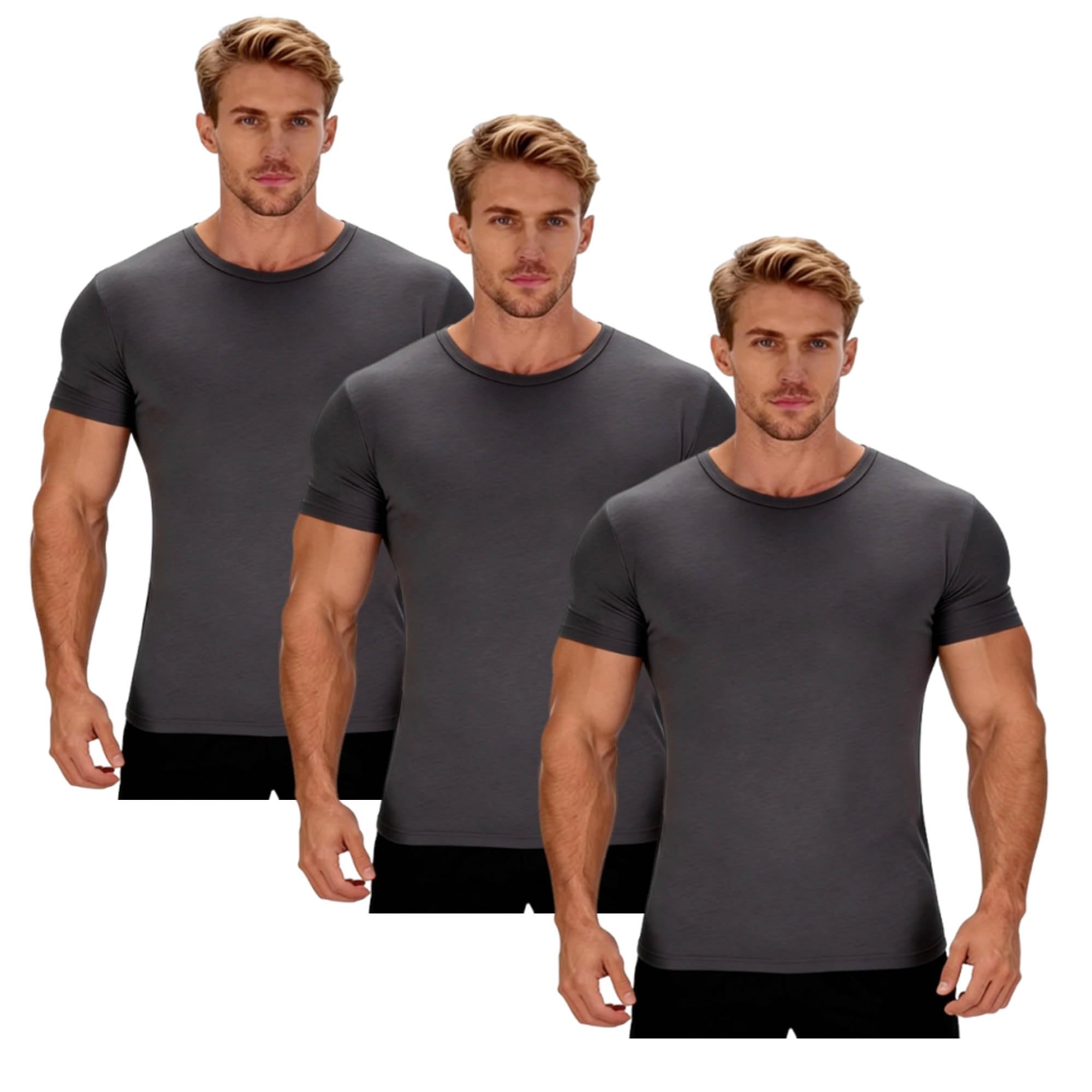 3 Pack Mens T Shirt Breathable Tshirt Summer T-Shirts Lightweight Tshirts Basic Tops Athletic Tee Plain T Shirts Plus Size Sport Shirts Workout Outfit Casual Sportswear M-5XL Dark Gray XXL