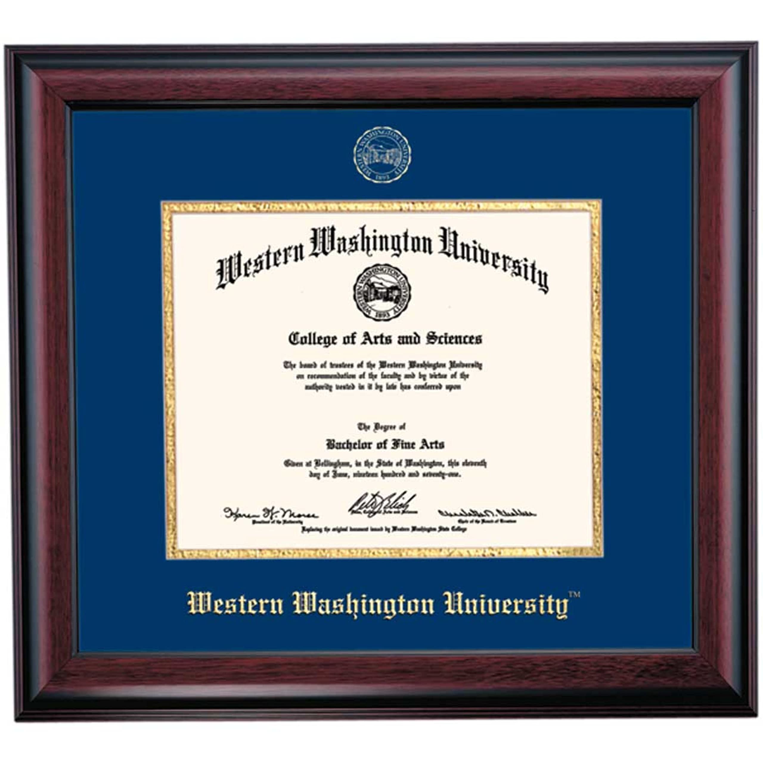Amazon.com - OCM DiplomaDisplay Traditional Frame for Western Washington  University Vikings | 8-1/2" x 11" Diploma Certificates | Navy/Gold Mat |  Home & Office | Graduation Gift -