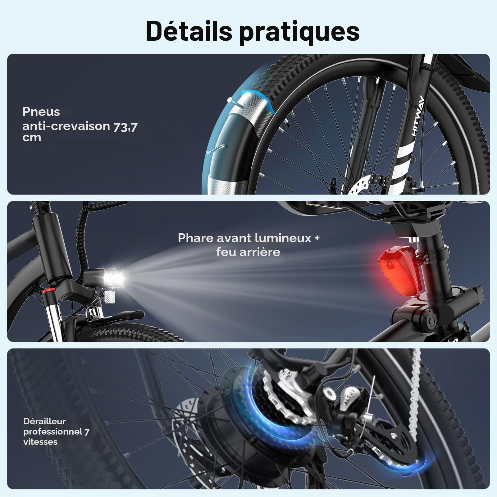 HITWAY Vélo Électrique 29" pour Adulte,VTT électrique Moteur 250W, 48V 15,6Ah Batterie, Autonomie 80-150km, 7 Vitesses, APP, NFC