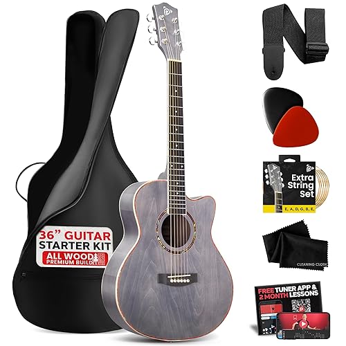 Pyle Acoustic Guitar Kit, 3/4 Junior Size All Wood Steel