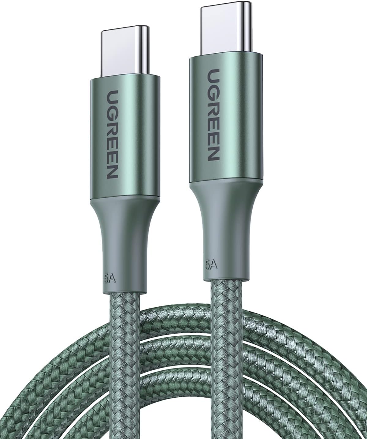 UGREENUSB C Cable Green 2M, Braided 100W Power Delivery PD Fast charge Cable USB C to Type for iPhone 16 Pro Max/16, iPad mini 6, MacBook Pro, iPad, Samsung S25/24/23 Ultra, Huawei P70 P60