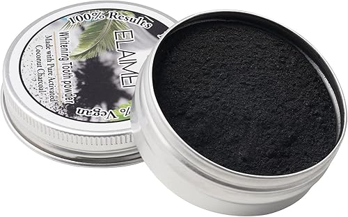 Polvo blanqueador de dientes de carbón activado con cepillo de dientes de bambú  Elimina el mal aliento y blanqueador de dientes blancos