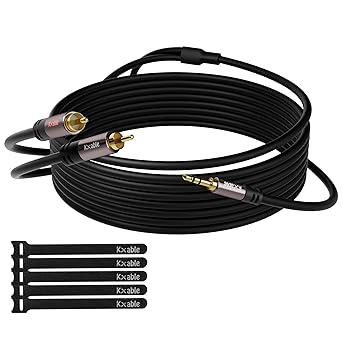 3.5mm to RCA Cable 25FT, 2 Male RCA to Aux Stereo Audio Adapter, Hi-Fi Sound Auxiliary RCA Y Splitter Cord, Shielded 1/8 to 2RCA Cable for Headphone, MP3, Tablet, Speaker, HDTV, Phone and More