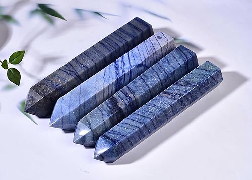 Miniatura 5 de AMOYSTONE Torre de obelisco de cristal curativo extra grande, varita de punta de aventurina azul, decoración de cristal Reiki, 4.0-4.4 libras