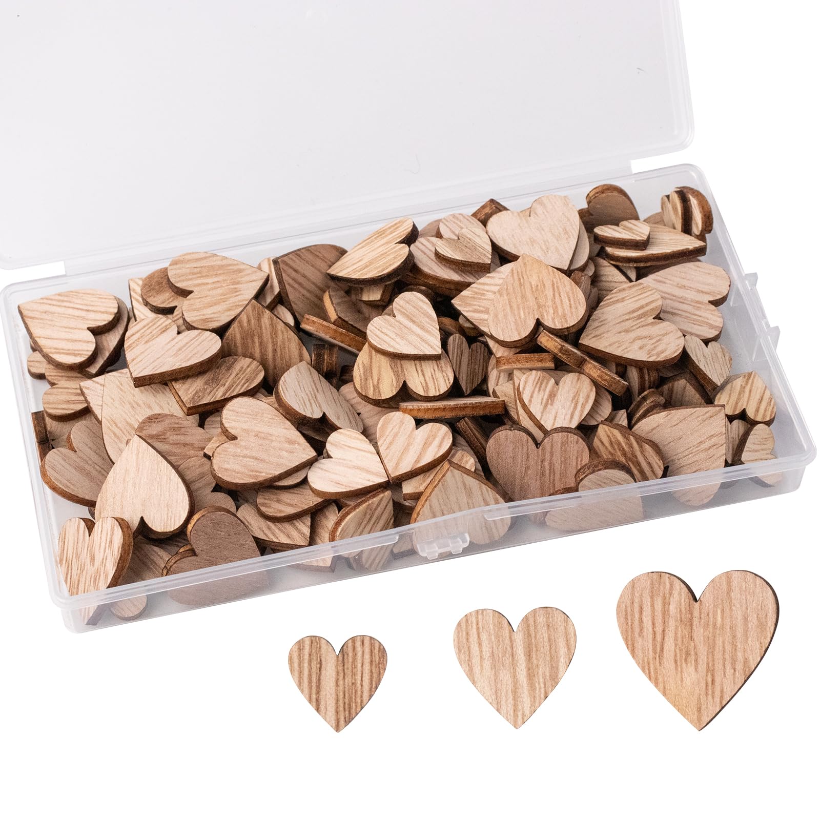 FRUHLING 200 Piezas Corazones Madera Adornos Corazon sin Acabado Corazones de Madera Pequeños para Decoración de Bodas Manualidades de Bricolaje Fiestas de Cumpleaños Decoración del Hogar