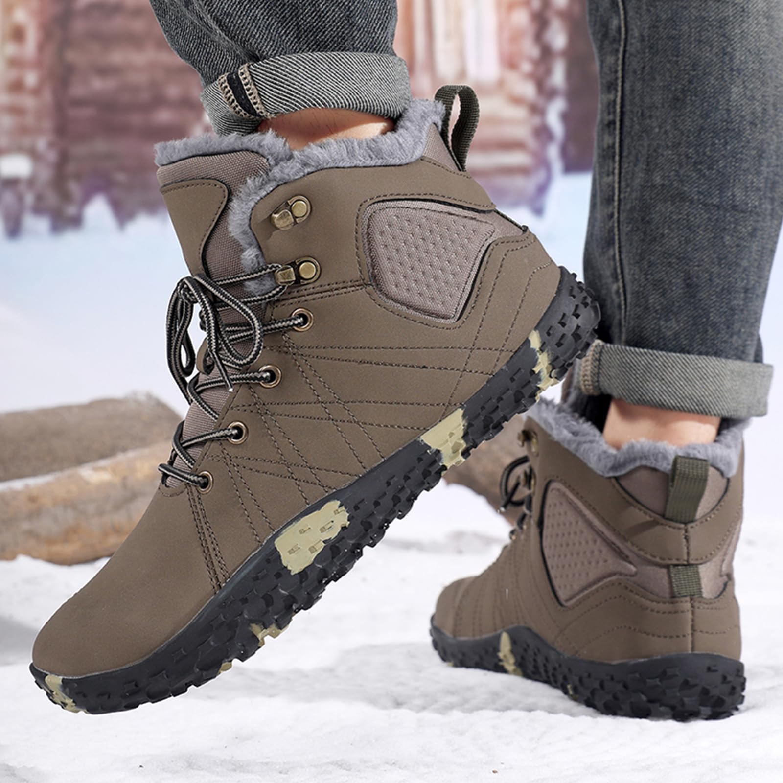 Męskie buty zimowe, buty trekkingowe z futrzaną podszewką, zimowe buty na co dzień i do aktywności na świeżym powietrzu