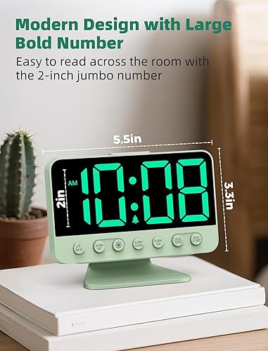 Miniatura 2 de Relojes despertadores digitales para dormitorios: Número grande y audaz, 5 niveles de brillo atenuables - Fácil de leer en toda la habitación - 5