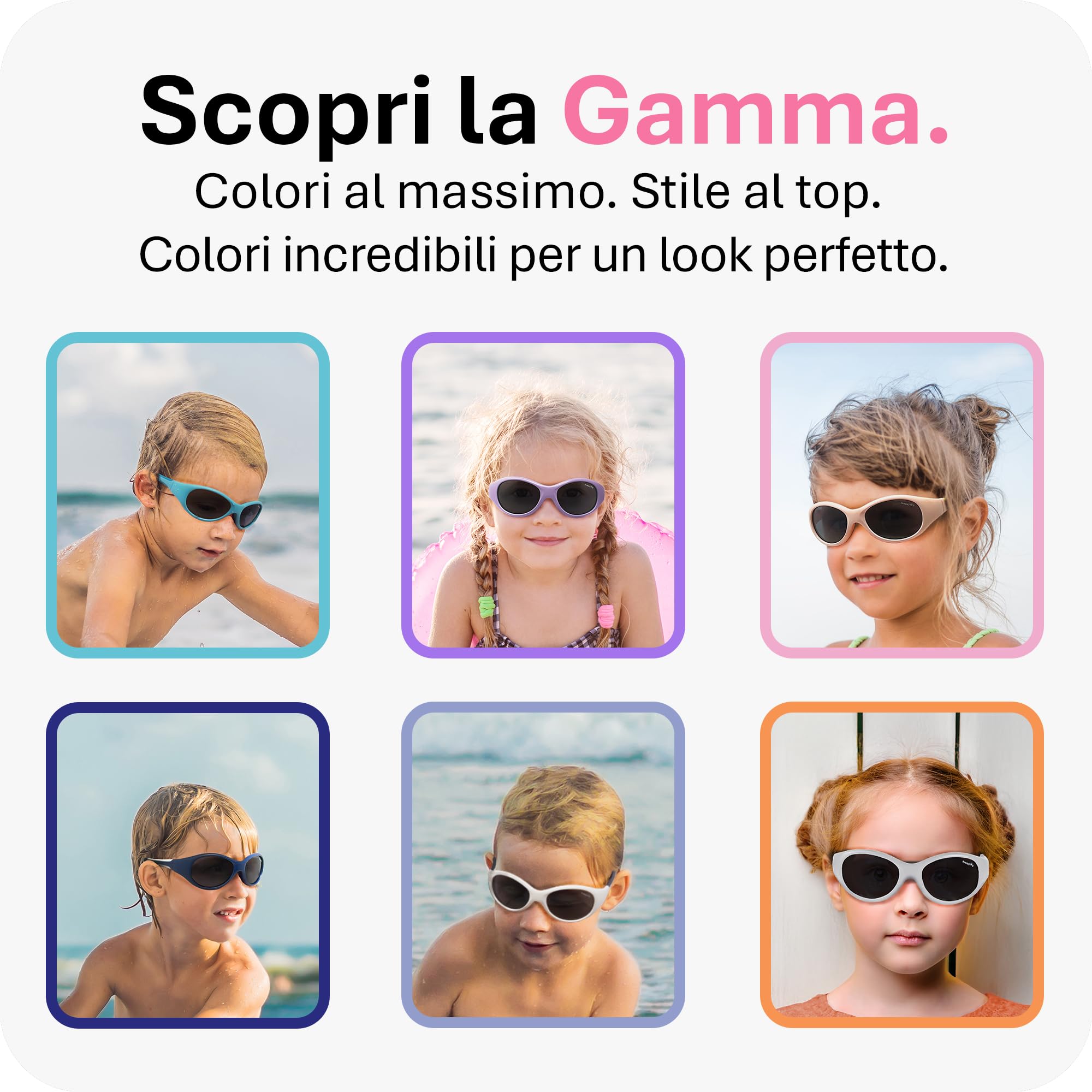 Mausito Occhiali da sole bambini 2-4 anni & 5-8 anni | FLESSIBILI Occhiali da sole bambino 100% PROTEZIONE UV | Fascia regolabile e rimovibile | Senza BPA