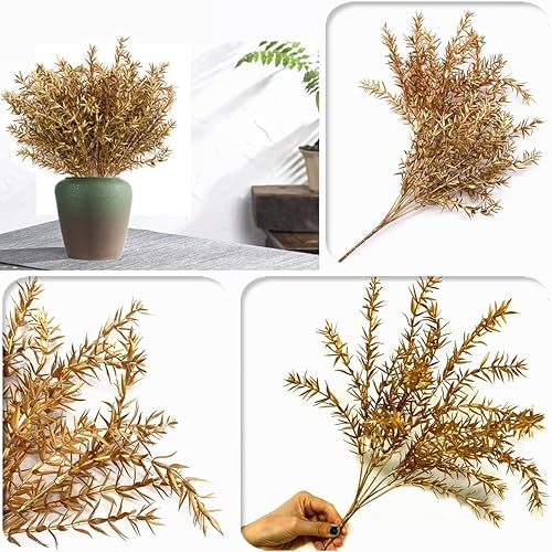Vista 19 de CATTREE Helechos dorados - Plantas artificiales grandes y altas de 30 pulgadas, paquete de 2 decoraciones de Navidad, hojas de Boston doradas Hojas