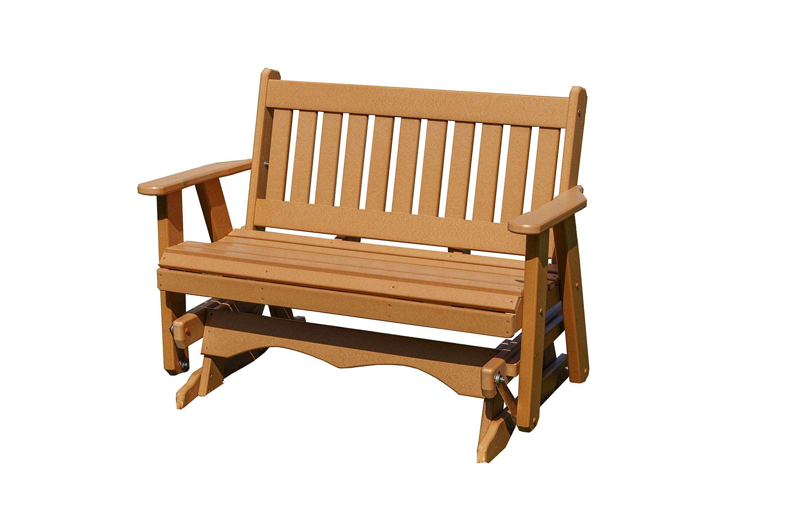 Amish Craftsmanship Made in USA 3-Person 5FT Plastic Poly Lumber Wood Glider Premium Colors HDPE with No wood fibers Memorial Patio Porch Glider