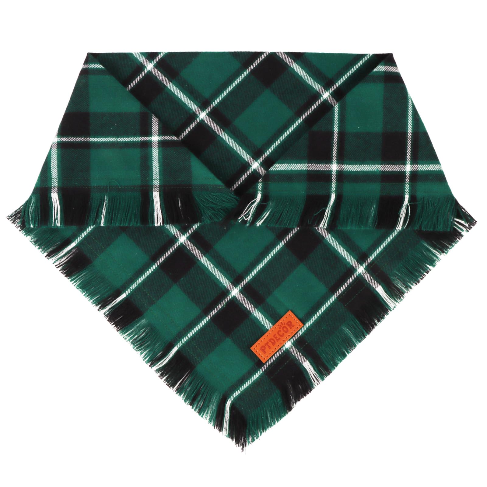 PTDECOR Bandanas de Navidad para perros con borlas, paquete de 2 elegantes baberos a cuadros rojos y verdes, tela de algodón de alta calidad, bandanas triangulares reversibles de Navidad para perros