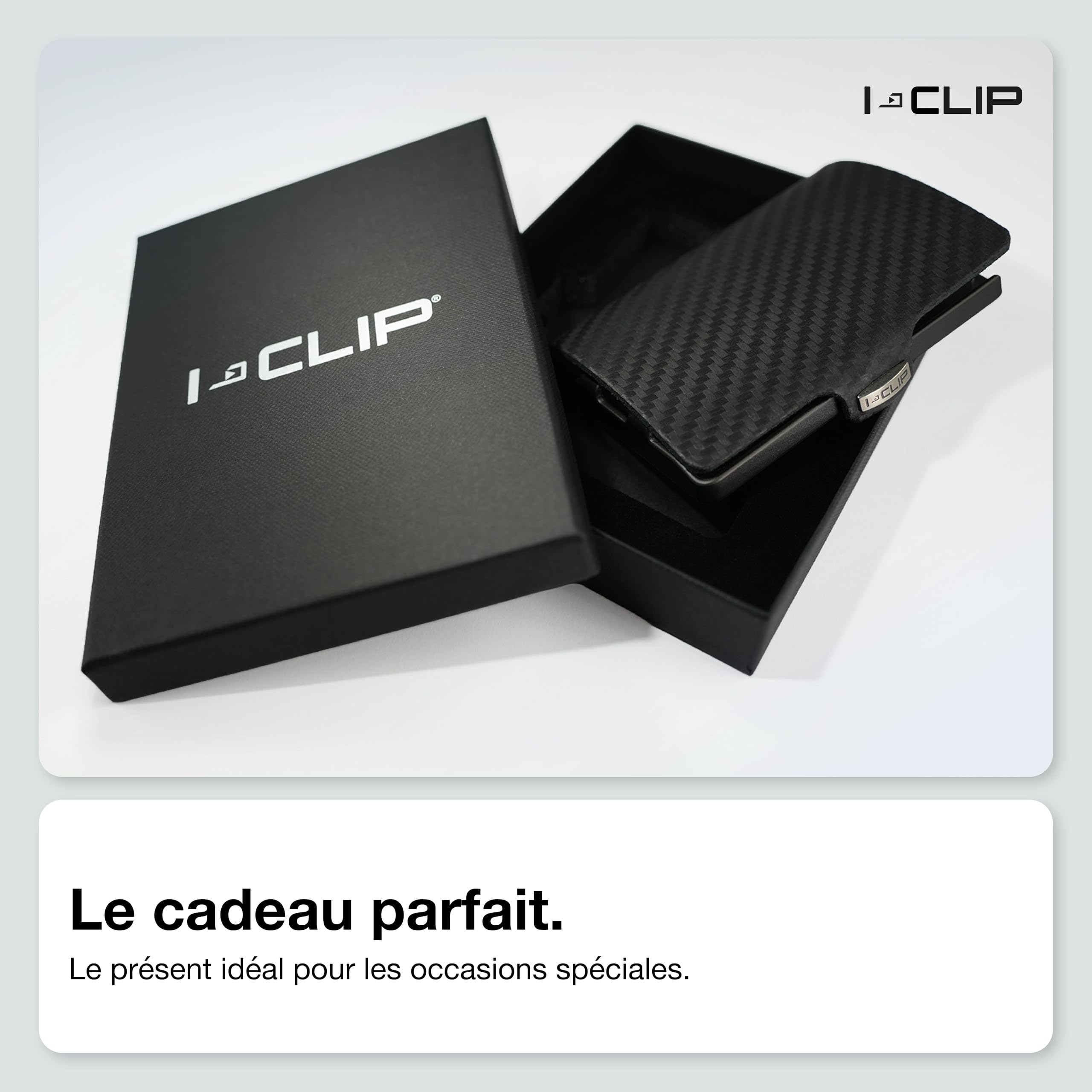 I-CLIP Original Mini Wallet avec Pince à Billets - Portefeuille Fin - Porte-Monnaie en Cuir - Portefeuille Premium - Porte-Cartes - Carbone Noir