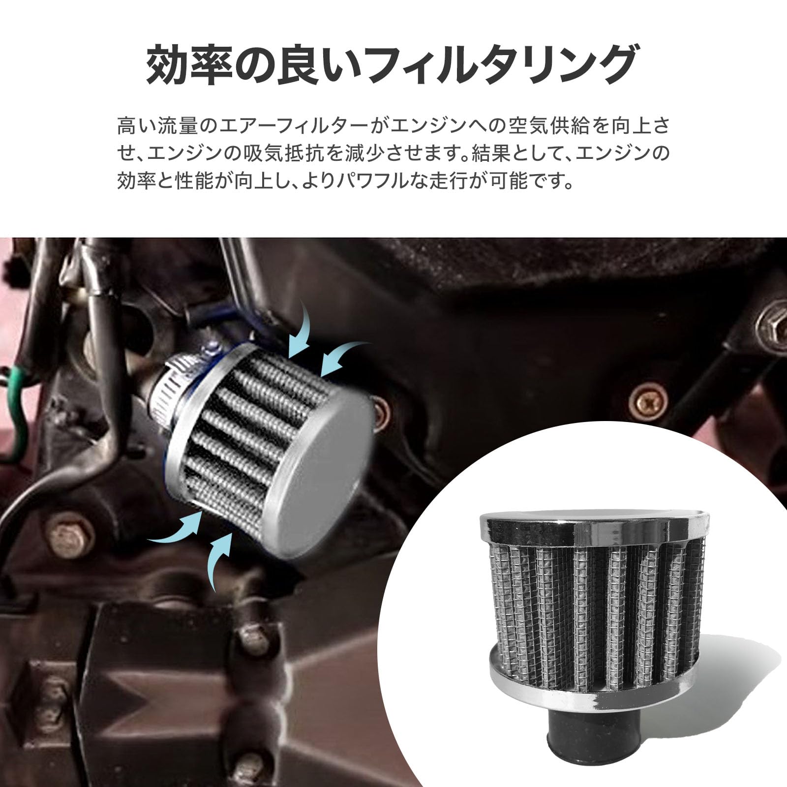 Amazon | Archnote ミニ エア クリーナー フィルター バイク