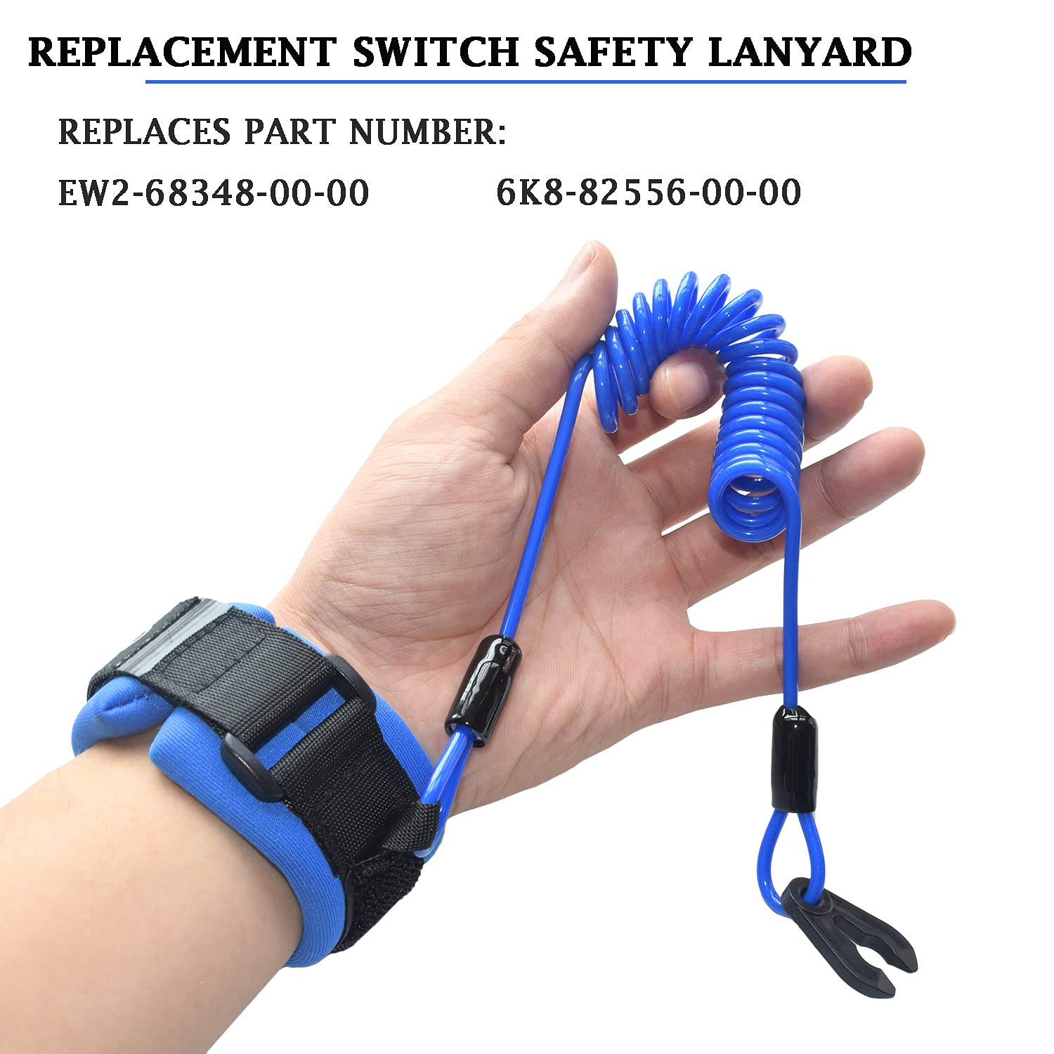 Boat Engine Kill Switch Lanyard - Replacement Safety Tether Wrist Strap For Yamaha Jet Ski, WaveRunner (Fits EW2-68348-00-00)