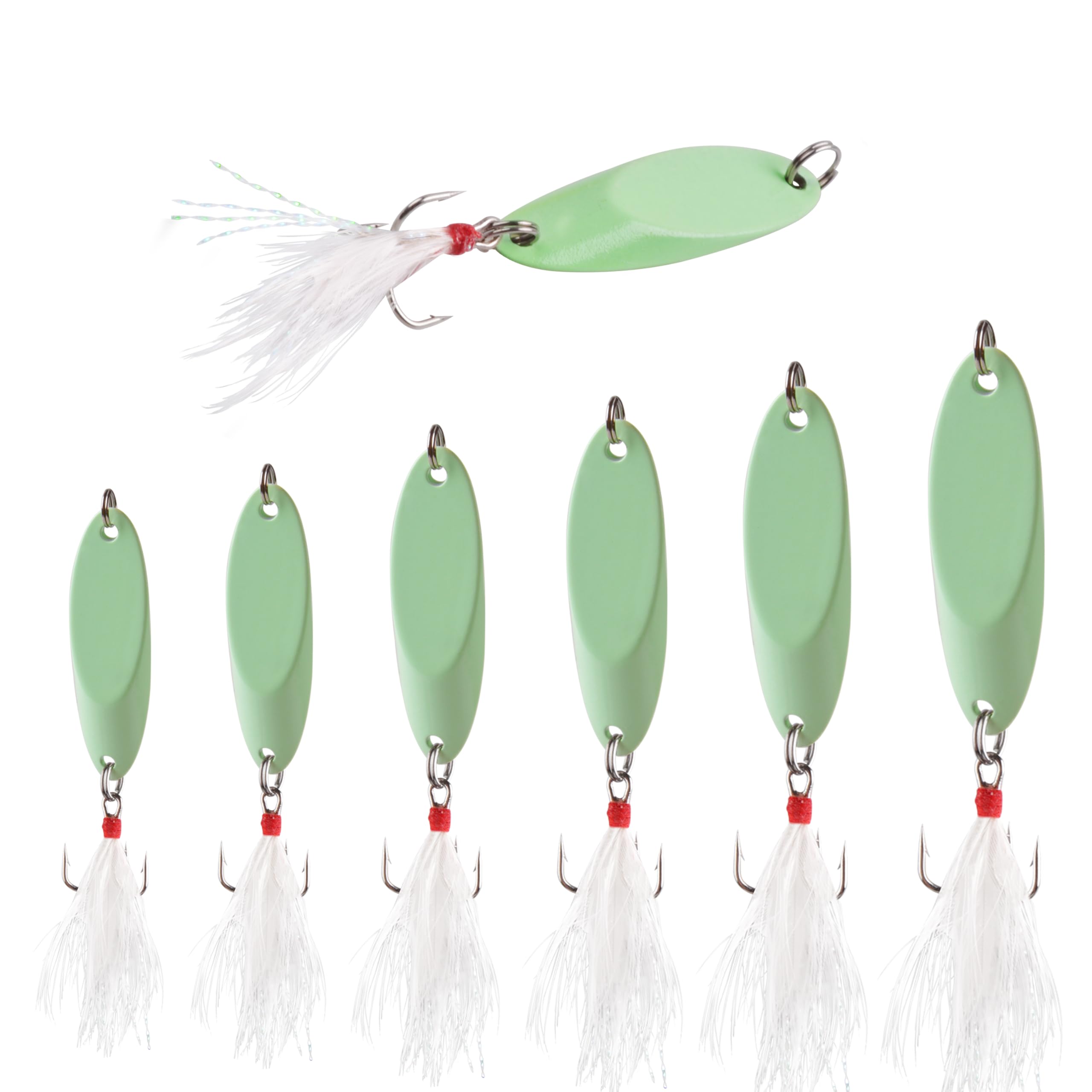 Fishing Spoon Lures Luminous Casting Metal Fishing Jigs Baits Glow Fish Tackle with Treble Hooks Spinning Lure for Saltwater Freshwater Trout Bass