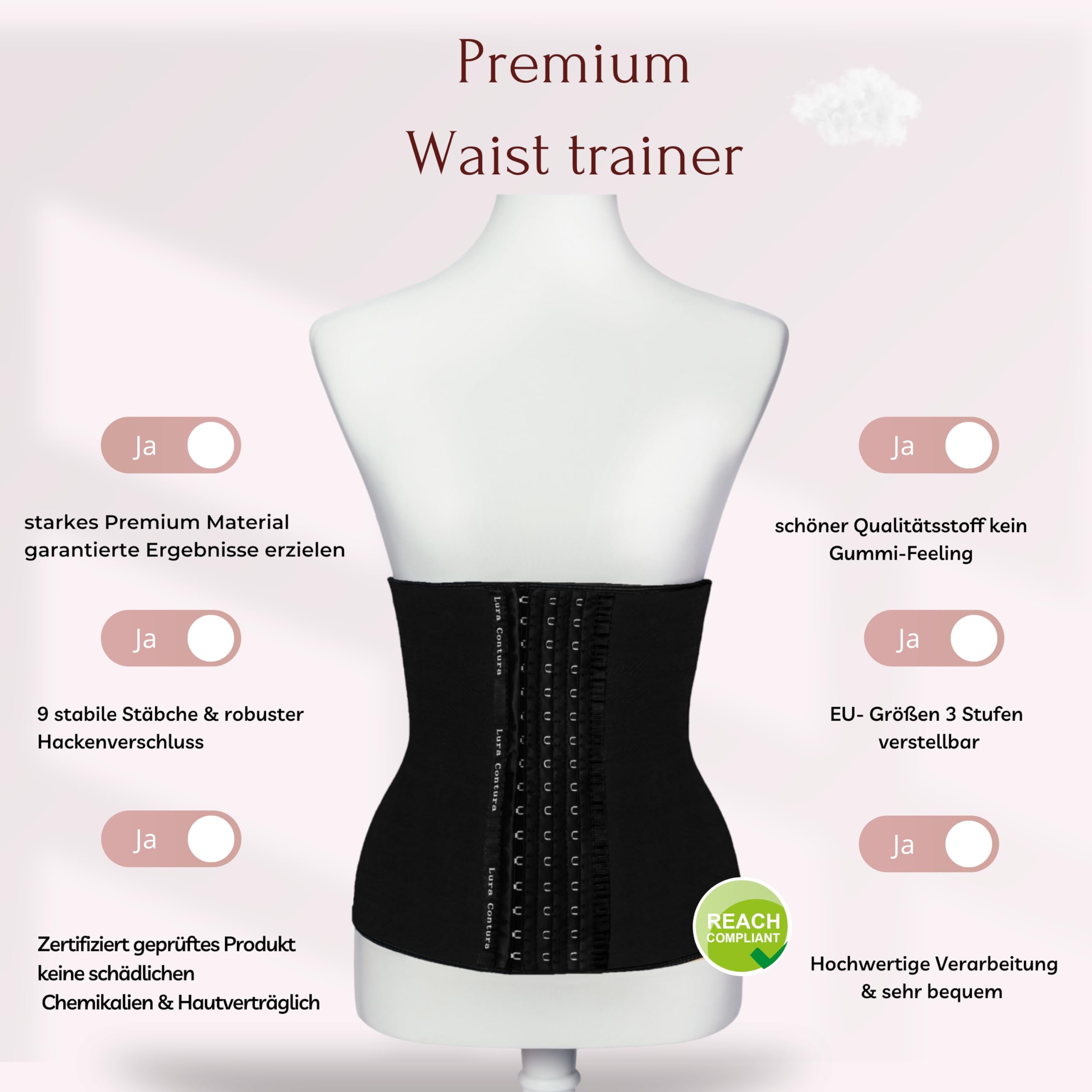 Corset Korsett Damen, Hochwertiger Waist Trainer, Bauchweg Sofort-Effekt, Korsagen für eine Schmalere Taille, Taillenmieder für schöne Sanduhr- Figur