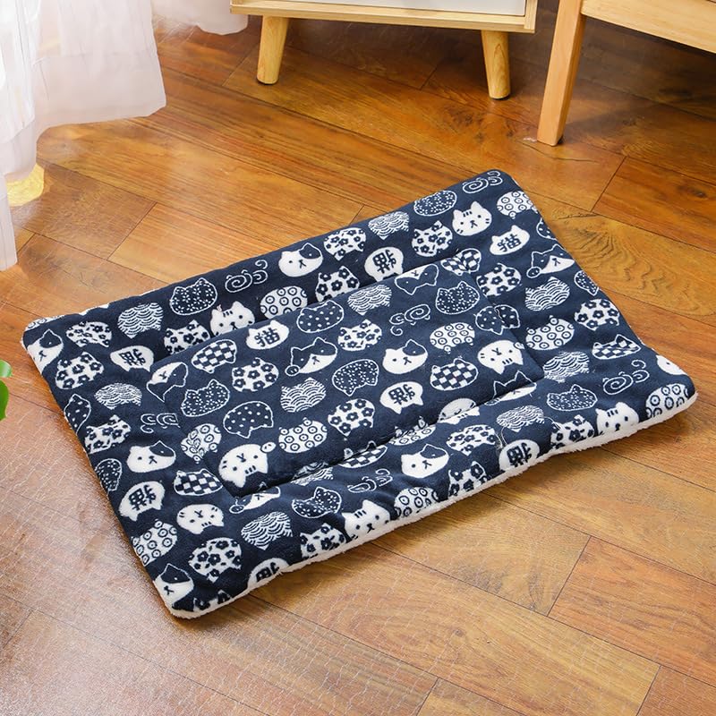 jkahh Colchón de franela para mascotas, cama para perros y gatos, manta para perros pequeños y grandes, suministros para mascotas, azul oscuro, XL 79 x 60 cm